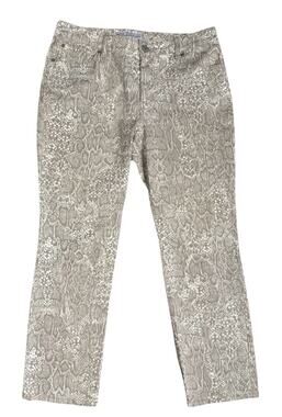 Chico’s Platinum Denim Pants Snakeskin Print Gray White Ultimate Fit Womens 16